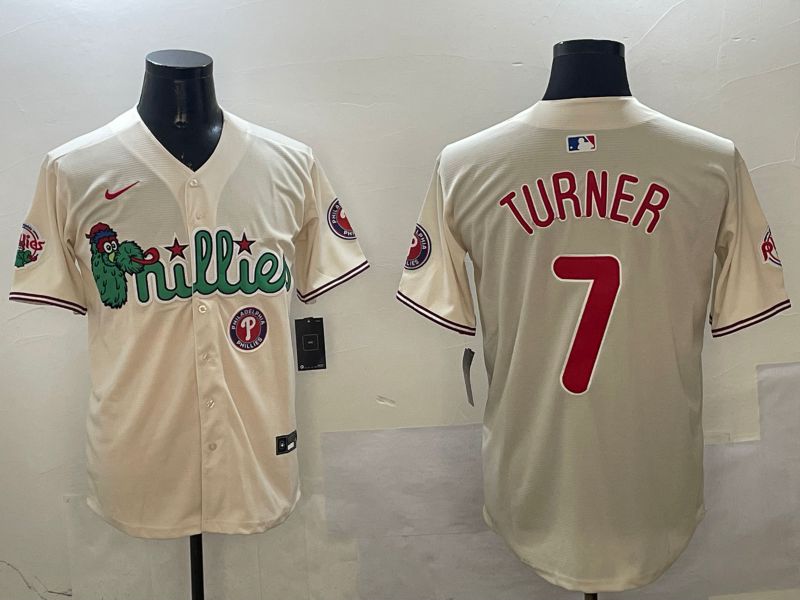 Men Philadelphia Phillies #7 Turner Cream Three generations Joint Name Game 2025 Nike MLB Jersey style 6